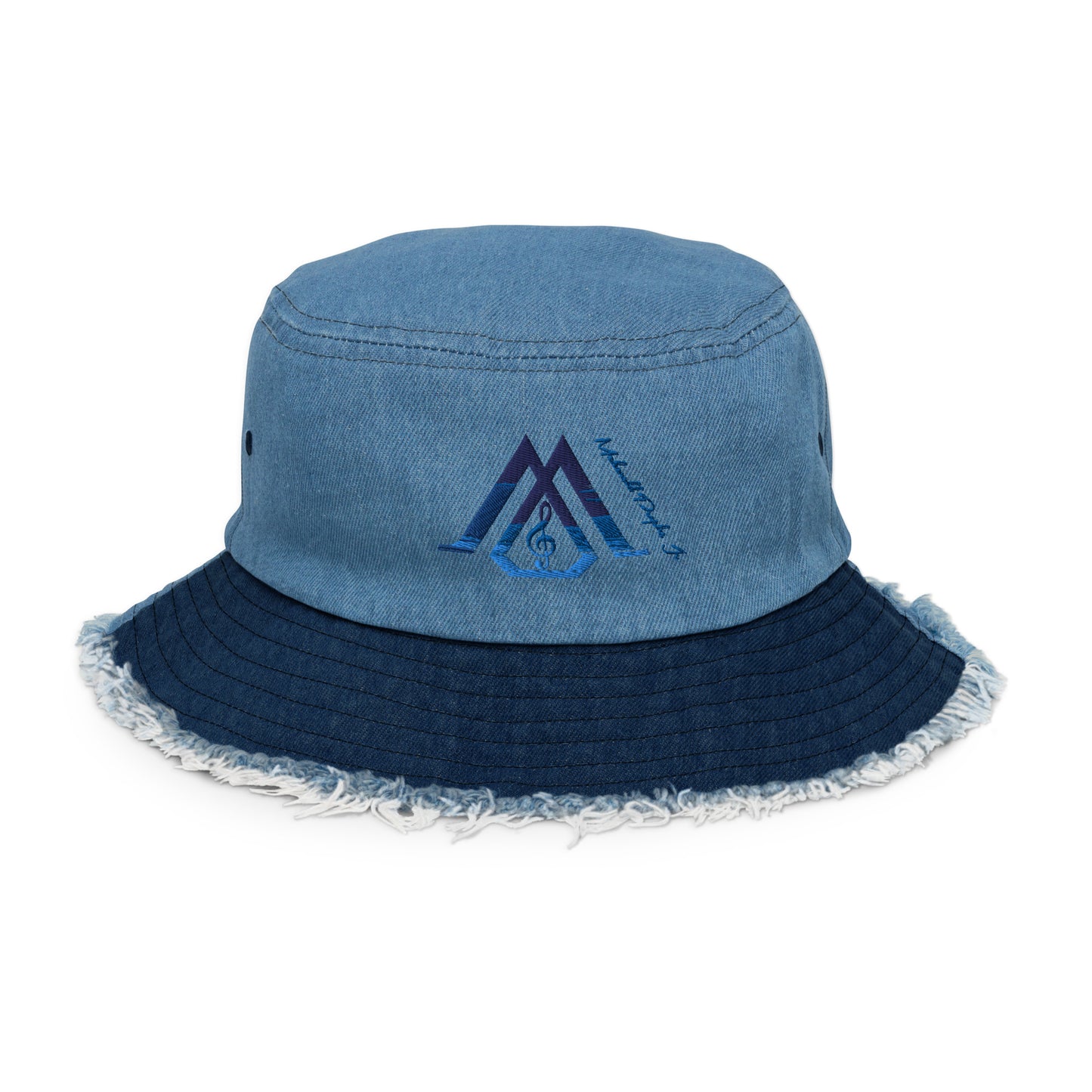 M Logo Unisex Distressed denim bucket hat
