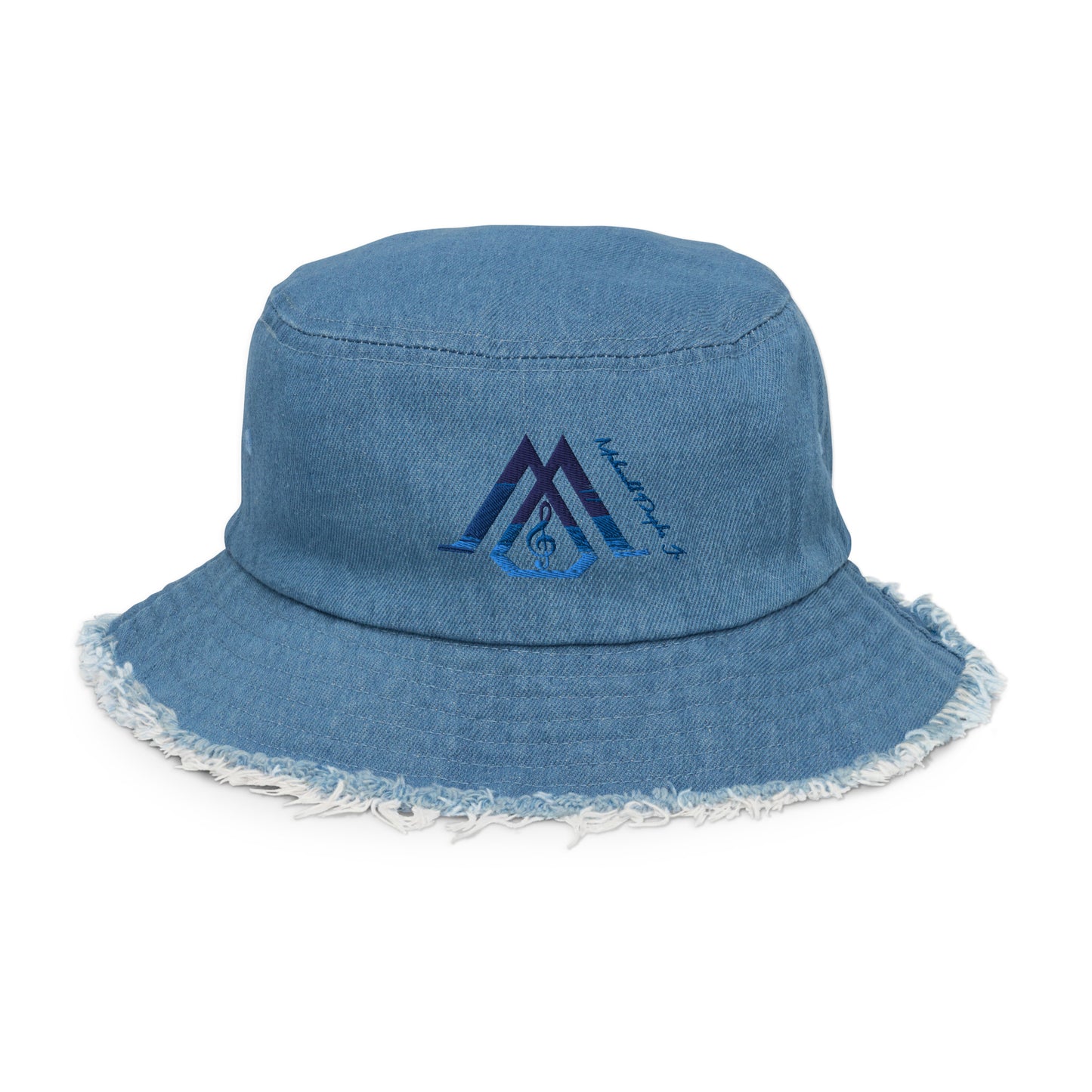 M Logo Unisex Distressed denim bucket hat